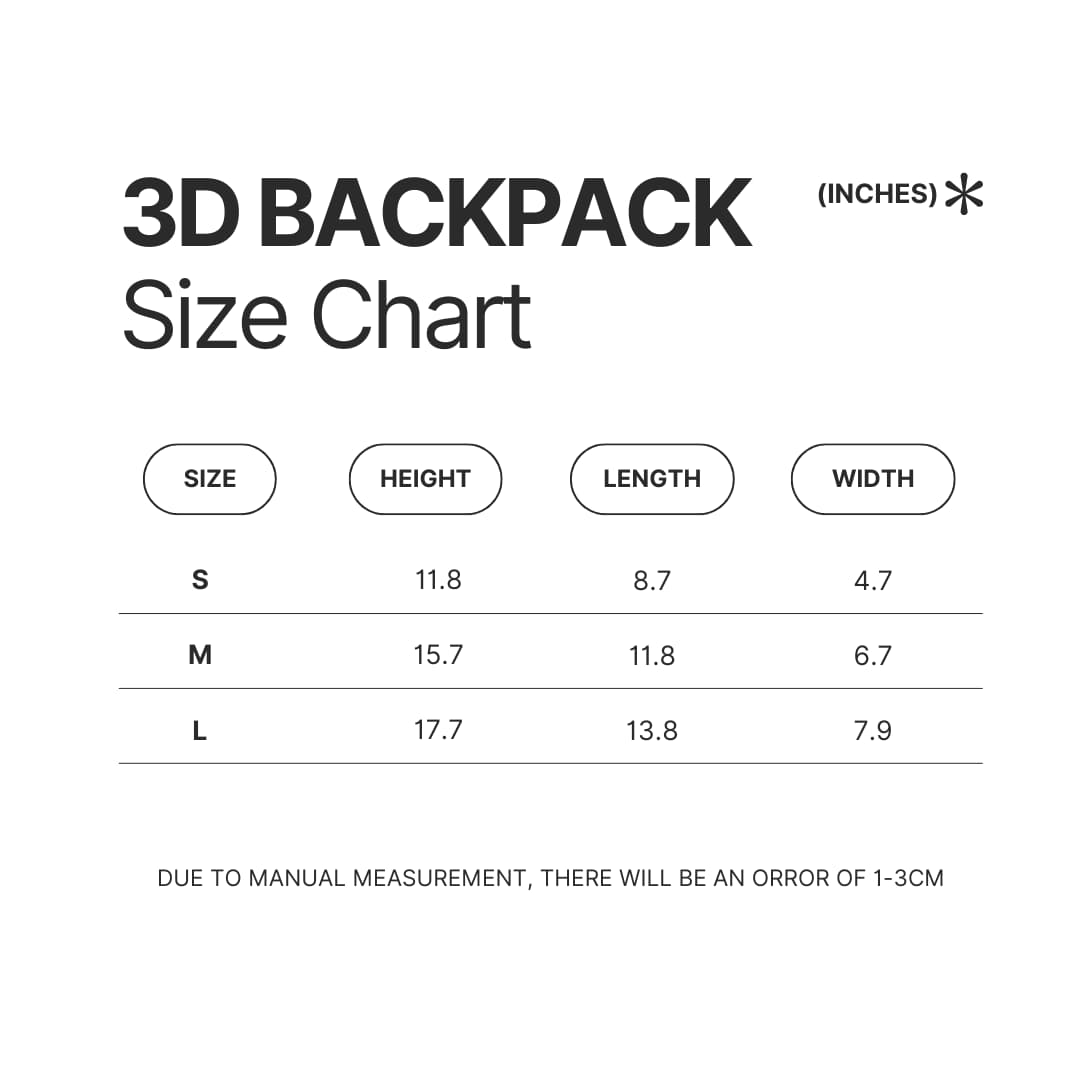 3D Backpack Size Chart - Bungo Stray Dogs Store