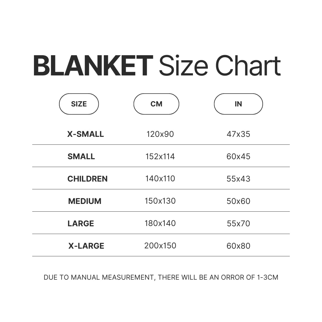 Blanket Size Chart - Bungo Stray Dogs Store
