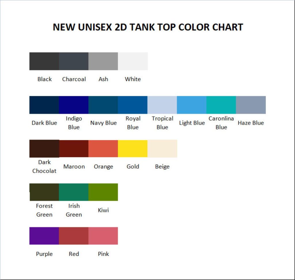 tank top color chart - Bungo Stray Dogs Store