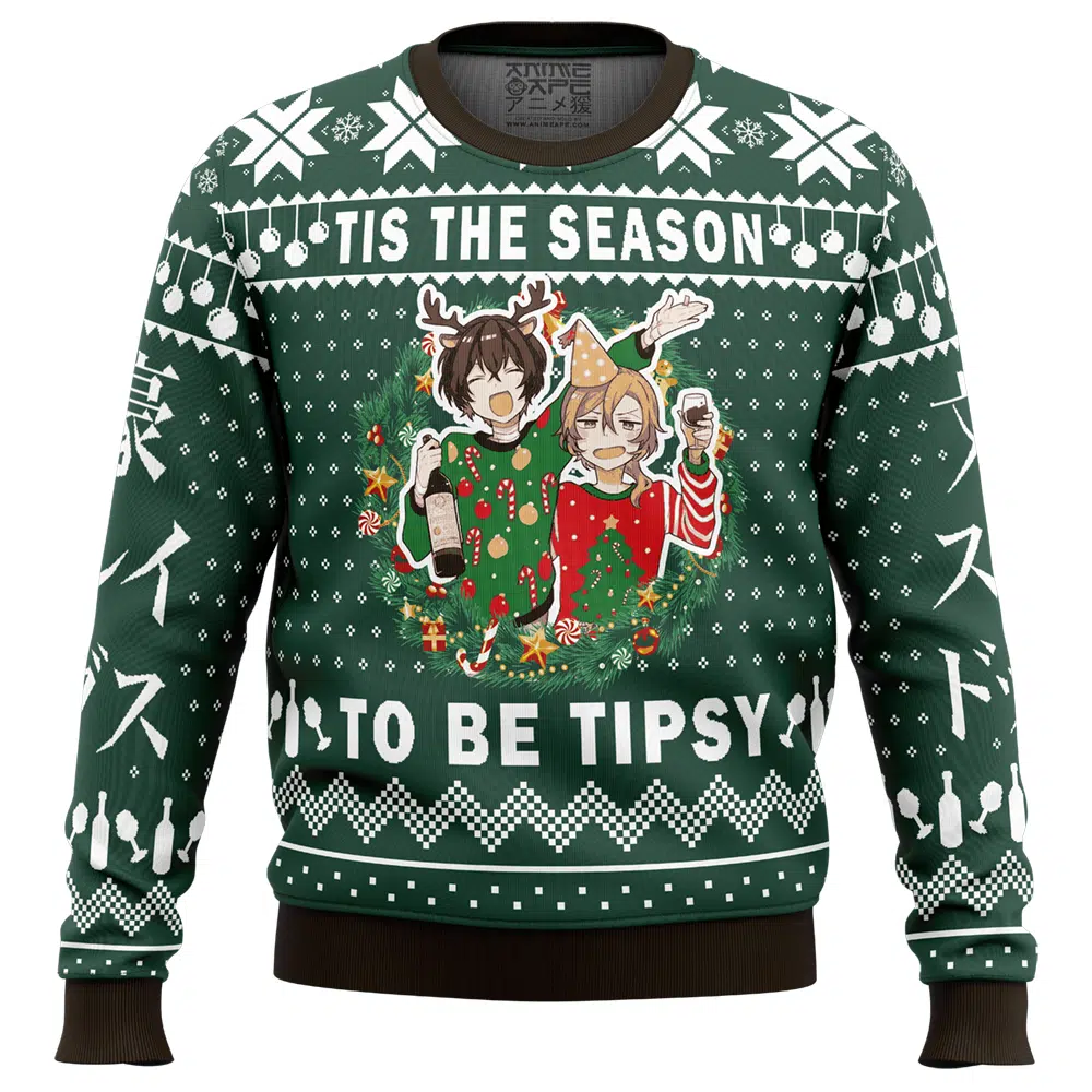 Tis The Season To Be Tipsy Bungo Stray Dogs Ugly Christmas Sweater - Bungo Stray Dogs Store